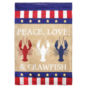 Peace Love & Crawfish Double Applique Garden Flag - 603799141994 Peace Love & Crawfish Double Applique Garden Flag - 603799141994