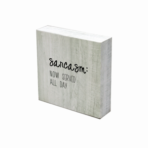 Sarcasm:Now Served All Day Wood Block Signs- Rustic Freestanding Wood Home Decorations for Living Room-5.9"x5.9" - 745499048408 Sarcasm:Now Served All Day Wood Block Signs- Rustic Freestanding Wood Home Decorations for Living Room-5.9"x5.9" - 745499048408