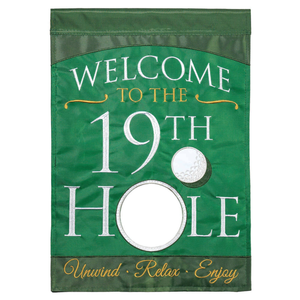 Welcome 19Th Hole Burlap House Flag Double Applique - 603799026499 Welcome 19Th Hole Burlap House Flag Double Applique - 603799026499