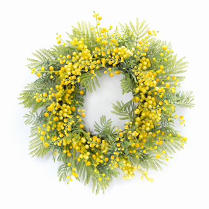 Fern and Mimosa Wreath 27"D Plastic - 746427854580 Fern and Mimosa Wreath 27"D Plastic - 746427854580