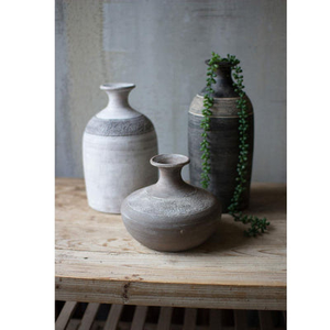 Set Of Three Black Grey And White Clay Vessels - 841628175127 Set Of Three Black Grey And White Clay Vessels - 841628175127
