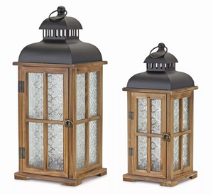 Lantern (Set of 2) 15.5"H, 19.25"H Wood/Metal - 746427815826 Lantern (Set of 2) 15.5"H, 19.25"H Wood/Metal - 746427815826