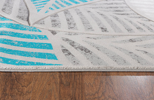 Blue Grey Nature Leaf Modern Hand-carved Area Rug - 655466761806 Blue Grey Nature Leaf Modern Hand-carved Area Rug - 655466761806
