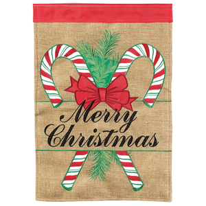 Candy Cane Burlap Double Applique Garden Flag - 603799433891 Candy Cane Burlap Double Applique Garden Flag - 603799433891