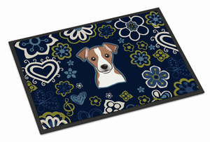 Blue Flowers Dog Art Indoor or Outdoor Mat - 638508609694 Blue Flowers Dog Art Indoor or Outdoor Mat - 638508609694
