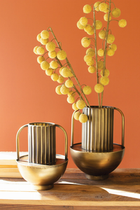 Set Of Two Metal Antique Brass Vases With Handles - 841628171914 Set Of Two Metal Antique Brass Vases With Handles - 841628171914