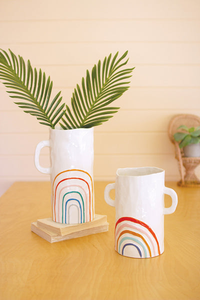 Set Of Two Ceramic Rainbow Vases With Handles - 841628175783 Set Of Two Ceramic Rainbow Vases With Handles - 841628175783