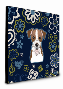 Blue Flowers Design with Dog Artwork Wall Panel - 194030241981 Blue Flowers Design with Dog Artwork Wall Panel - 194030241981