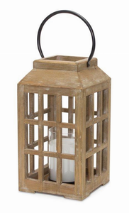 Lantern 6.75"D x 17"H Wood/Glass - 746427826501 Lantern 6.75"D x 17"H Wood/Glass - 746427826501