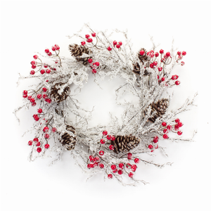Icy Twig/Cone/Berry Wreath 22.75"D Plastic - 746427842655 Icy Twig/Cone/Berry Wreath 22.75"D Plastic - 746427842655