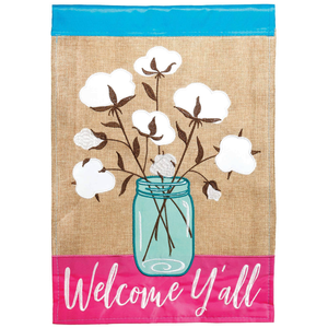 Welcome Cotton Burlap Double Applique Garden Flag - 603799032292 Welcome Cotton Burlap Double Applique Garden Flag - 603799032292