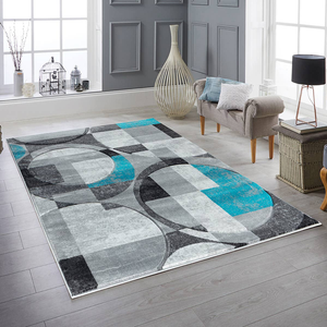 Blue Grey Geometric Modern Hand-carved Area Rug - 655466856823 Blue Grey Geometric Modern Hand-carved Area Rug - 655466856823