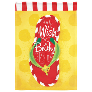 Flip Flop We Wish You A Beachy Christmas Garden Print Flag - 603799440066 Flip Flop We Wish You A Beachy Christmas Garden Print Flag - 603799440066