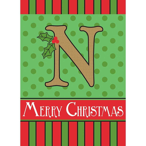 Merry Christmas Monogram Burlap Garden Flag - 603799357074 Merry Christmas Monogram Burlap Garden Flag - 603799357074