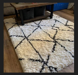 5x7 Feet White Black Stripe Boho Shag Soft Plush Area Rug - 655466676209 5x7 Feet White Black Stripe Boho Shag Soft Plush Area Rug - 655466676209