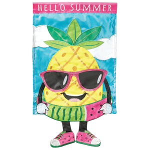 Hello Summer Pineapple Crazy Legs Flag - 603799484848 Hello Summer Pineapple Crazy Legs Flag - 603799484848