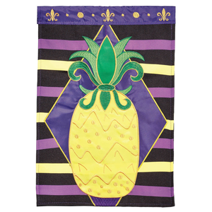Pineapple Fleur De Lis Applique Garden Flag - 603799032018 Pineapple Fleur De Lis Applique Garden Flag - 603799032018