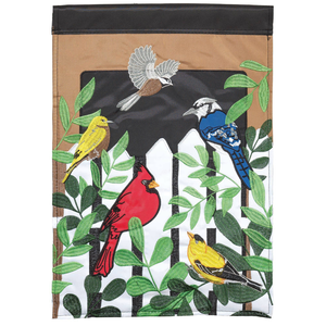 Birds On Fence Garden Flag - 603799030328 Birds On Fence Garden Flag - 603799030328