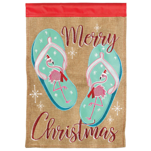 Coastal Christmas Flip Flops Double Applique Garden Flag - 603799434409 Coastal Christmas Flip Flops Double Applique Garden Flag - 603799434409