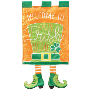 Welcome To Our Irish Home Crazy Leg Flag - 603799467049 Welcome To Our Irish Home Crazy Leg Flag - 603799467049
