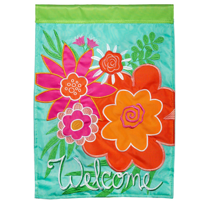 Welcome Summer Floral House Flag Double Applique - 603799031547 Welcome Summer Floral House Flag Double Applique - 603799031547