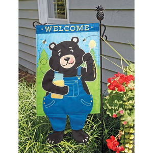 Welcome Bear With Honey Crazy Leg Flag - 603799026635 Welcome Bear With Honey Crazy Leg Flag - 603799026635