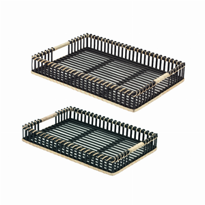 Tray (Set of 2) 16.25"L x 10.75"W x 2.5"H, 18.75"L x 13.25"W x 2.75"H Bamboo/Rattan - 746427853354 Tray (Set of 2) 16.25"L x 10.75"W x 2.5"H, 18.75"L x 13.25"W x 2.75"H Bamboo/Rattan - 746427853354