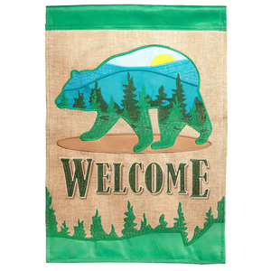 Welcome Mountain Bear Double Applique Flag - 603799030175 Welcome Mountain Bear Double Applique Flag - 603799030175