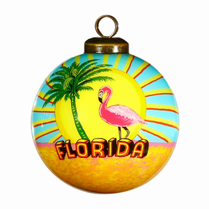 Florida Hand Painted Glass Ornament - 707466943499 Florida Hand Painted Glass Ornament - 707466943499