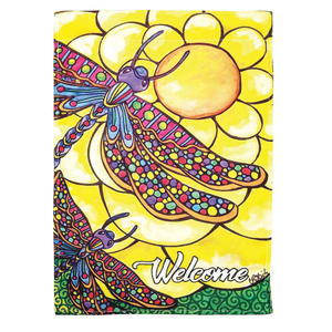Dragonflies Welcome House Flag Double Applique - 603799028141 Dragonflies Welcome House Flag Double Applique - 603799028141