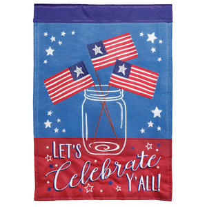 Let's Celebrate Y'All Burlap Double Applique Garden Flag - 603799032124 Let's Celebrate Y'All Burlap Double Applique Garden Flag - 603799032124