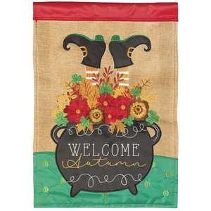 Welcome Autumn Cauldron Flag Burlap - 603799600996 Welcome Autumn Cauldron Flag Burlap - 603799600996