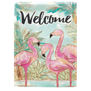 Welcome Three Flamingo Print Flag Garden - 603799499682 Welcome Three Flamingo Print Flag Garden - 603799499682