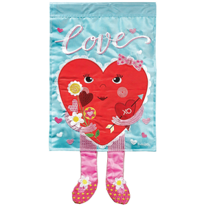 Love Heart Double Applique Crazy Leg Flag - 603799484800 Love Heart Double Applique Crazy Leg Flag - 603799484800