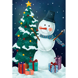 Snowman And Tree Flag - 603799879699