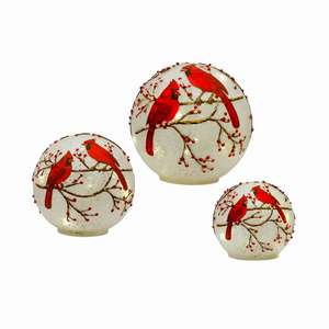LED Cardinal Globe (Set of 3) 4.5"D, 6"D, 7"D Glass 3 AAA Batteries Not Included - 746427833745 LED Cardinal Globe (Set of 3) 4.5"D, 6"D, 7"D Glass 3 AAA Batteries Not Included - 746427833745