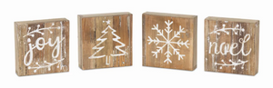 Christmas Plaque (Set of 8) 6"SQ Wood - 746427814720 Christmas Plaque (Set of 8) 6"SQ Wood - 746427814720