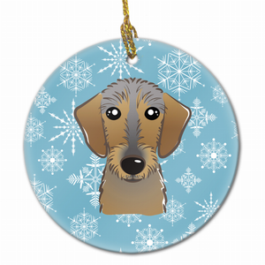 Snowflake Dog on Ceramic Ornament - 638508108913