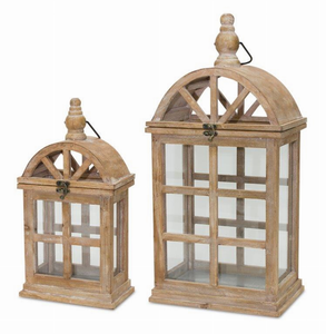 Lantern (Set of 2) 7.5"L x 14.75"H, 10.25"L x 21.5"H Wood/Glass - 746427825719 Lantern (Set of 2) 7.5"L x 14.75"H, 10.25"L x 21.5"H Wood/Glass - 746427825719