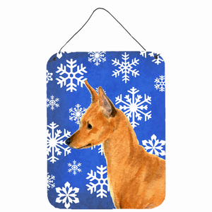 Winter Snowflakes Design with Dog Wall or Door Hanging Prints - 615872623358