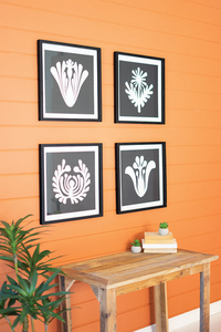 Set Of Four Framed Black & White Graphic Prints Under Glass - 841628172447 Set Of Four Framed Black & White Graphic Prints Under Glass - 841628172447