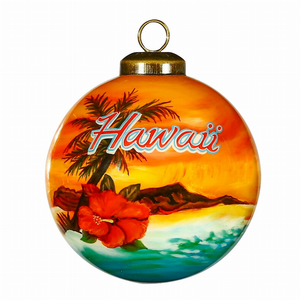 Hawaii Hand Painted Glass Ornament - 707466943468 Hawaii Hand Painted Glass Ornament - 707466943468