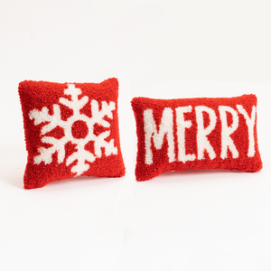 Snowflake and Merry Pillow (Set of 2) 15.5" SQ Polyester - 746427837729