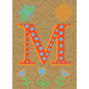 Whimisical Garden Monogram Flag - 603799312769 Whimisical Garden Monogram Flag - 603799312769