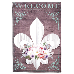 Welcome Fleur De Lis Applique Garden Flag - 603799032308 Welcome Fleur De Lis Applique Garden Flag - 603799032308
