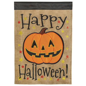Happy Halloween Jack-O-Lantern Burlap Flag - 603799433518 Happy Halloween Jack-O-Lantern Burlap Flag - 603799433518