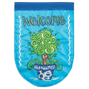 Welcome Topiary Shaped Double Applique Garden Flag - 603799032278 Welcome Topiary Shaped Double Applique Garden Flag - 603799032278