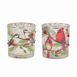 Cardinal and Bird Votive Holder (Set of 6) 3"D x 3.25"H Glass - 746427835275 Cardinal and Bird Votive Holder (Set of 6) 3"D x 3.25"H Glass - 746427835275