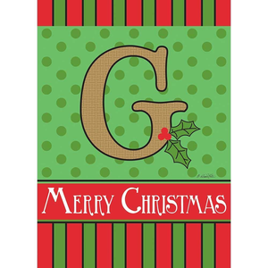 Merry Christmas Monogram Burlap Garden Flag - 603799357012