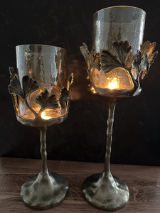 Gold Finished Candle Holder with Glass - 761736191676 Gold Finished Candle Holder with Glass - 761736191676